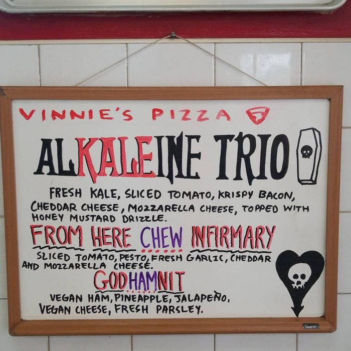 Alkaline Trio Pizza Specials at Vinnie's Pizzeria, Brooklyn